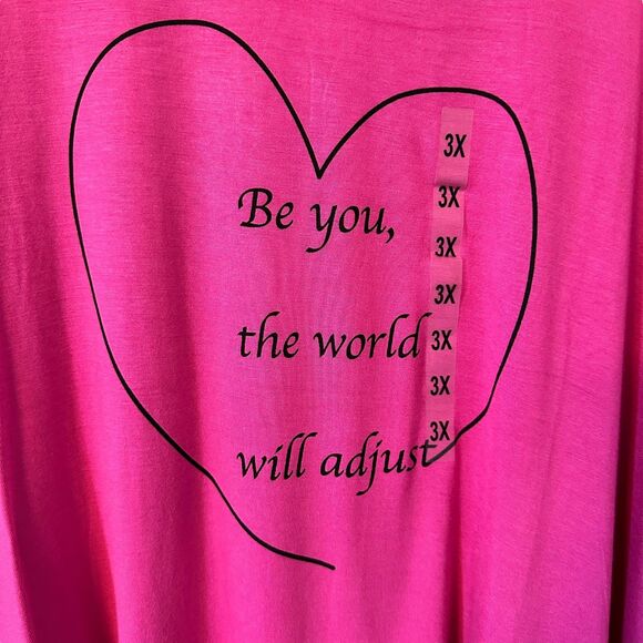 PSK Collective "Be You, The World Will Adjust" Fuscia Graphic Tee Size 3X NWT - Picture 2 of 7